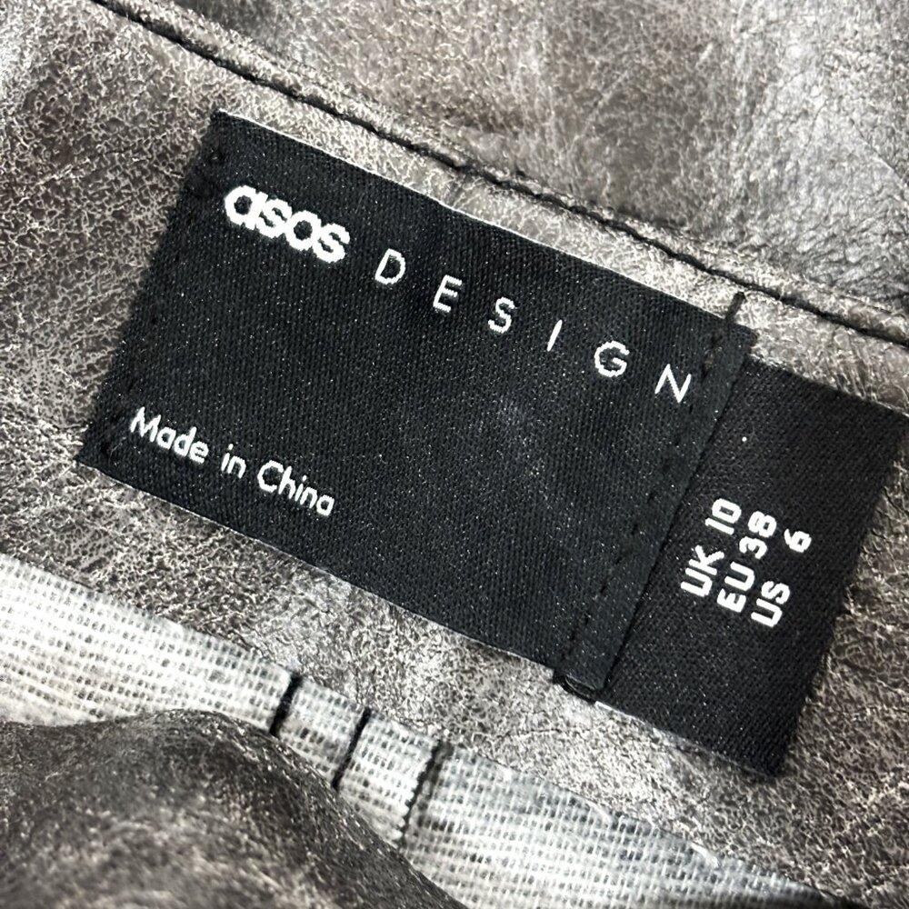 ASOS DESIGN Faux Leather Utility Midi Pencil Skirt Washed Black Size 6 - Picture 11 of 14